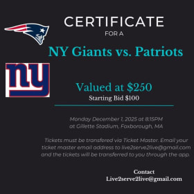 2 Game Tickets for Patriots vs. NY Giants item