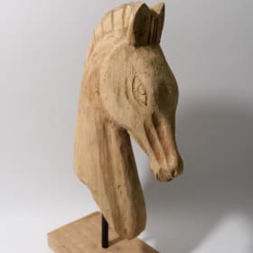 Hand Carved Wood Barn Horse Bust item
