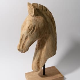Hand Carved Wood Barn Horse Bust item