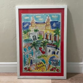 Home: Matted & Framed "Palm Beach" Silk Scarf item