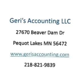 Geri’s Accounting $100 off tax prep item