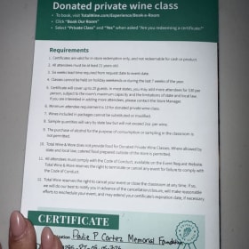 34. Private wine class for 10 item
