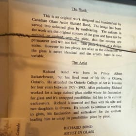 Hand sandblasted coloured glass Bonsai Tree item