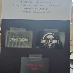 Local Dining Trio: 3Creeks Kitchen, Barrel & Boar, 3rd Base item