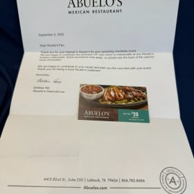 Abuelo’s Mexican Restaurant $20 Gift Card item