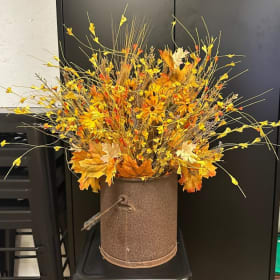 🍂 Fall Floral Arrangement in Metal Kettle item