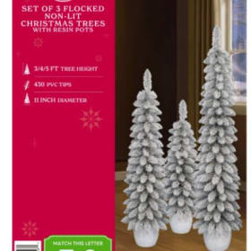 Set of 3 (3'/4'/5') Green Flocked Artificial Potted Tree item