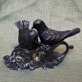 Pewter Birds on a Flower Stand Salt and Pepper Shakers item