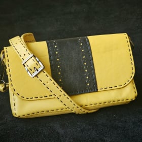Cross-body wallet with sides, yellow/black item