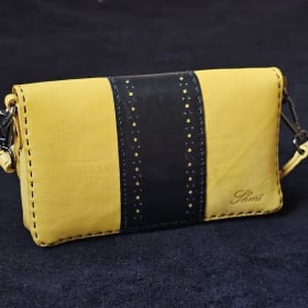 Cross-body wallet with sides, yellow/black item