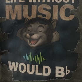 Rowdy T-shirt “Life without Music would be flat” item