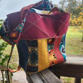 Southwestern tote bag with wristlet keychain item