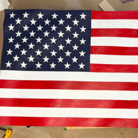 Handcrafted Wooden American Flag by Spotted Dog Design 35x19 item