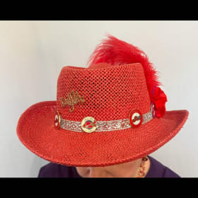 Vintage Red Straw Cowboy Hat item