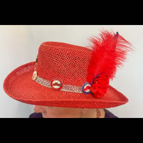Vintage Red Straw Cowboy Hat item