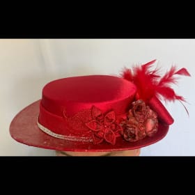 Red Satin  Brim Hat item