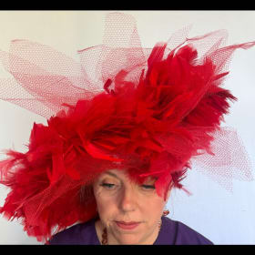 Vintage Extreme Red Feather Hat item