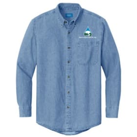 Embroidered Lite Weight Denim Button Down Shirt S-XL item
