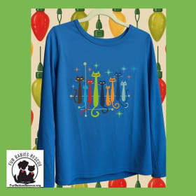Large T-shirt Long SL: Blue Vintage Cats item