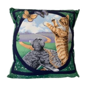 Two Cats in Meadow Throw 14" x 14" Pillow item