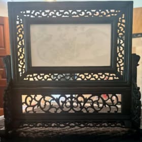 Ornately Carved Fretwork Table Screen item