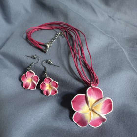 Plumeria Necklace and Earring set item