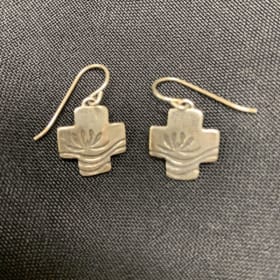 Silver Cross and Lily Earrings item