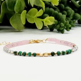 Cancer Healing Harmony-Malachite/Clear/Rose Quartz Bracelet item