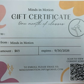 $65 Gift Certificate to Minds in Motion item