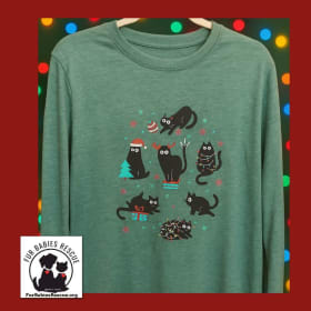 Small Long Sleeve t-shirt:Green/Holiday cats item