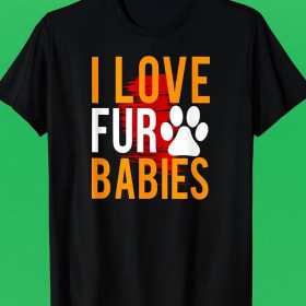 X Large Short Sleeve T-Shirt: I Love Fur Babies Black/Orange item