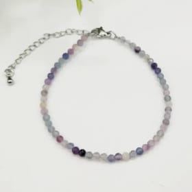 Rainbow Fluorite Bracelet Faceted 3mm W/Silver Color Clasp item