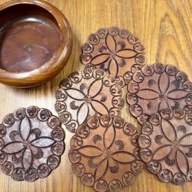 Leather Coasters Set of 6 item