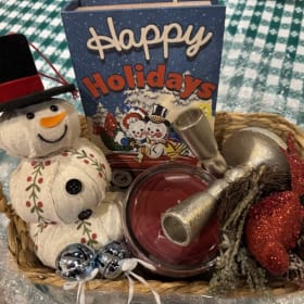 Happy Holidays w Snowman Basket item
