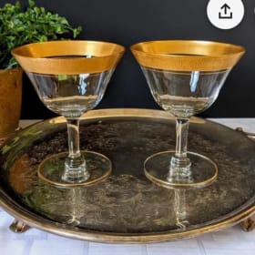 (4) Vintage Gold Rim Champagne Glasses item