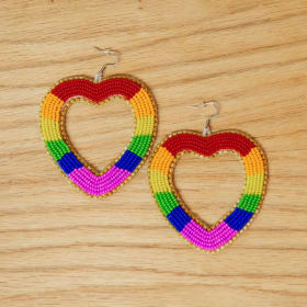 Beaded Rainbow Heart Earrings item