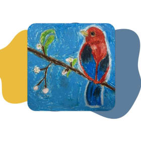 Student Art Coaster Set (Bird on a Branch Design) item