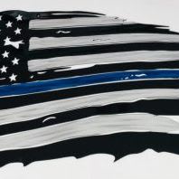 Thin Blue Line tattered American Flag Metal Wall Art item