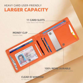 RUNBOX Slim Leather Wallet with Money Clip & RFID Blocking item