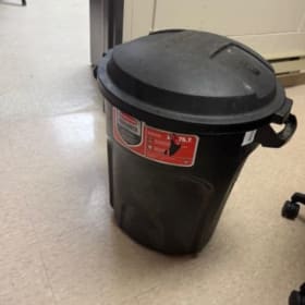 Rubbermaid Heavy-Duty Plastic Circular Garbage Can, Black, item