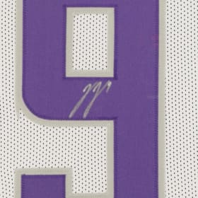 JJ McCarthy Framed Autographed Jersey item