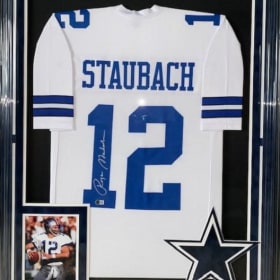 Roger Staubach Signed Framed Dallas Cowboys Jersey item