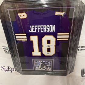 Signed Justin Jefferson Framed Jersey item