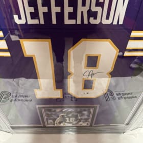 Signed Justin Jefferson Framed Jersey item