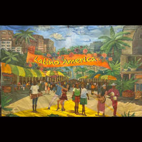 Large 9'x12' Latino America mural on canvas item