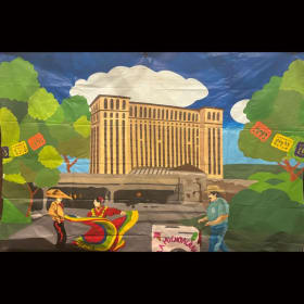 Large 9'x12' Detroit Train station on canvas item