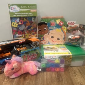 Kids basket: sensory bin, remote control car, magnet etc item