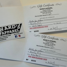 22. 2 Ward's Apparel Gift Cards ($25 each) item