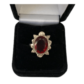 Vintage Garnet and .925 Sterling Silver Ring Size 9/9.5 item