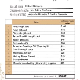 Askins Holiday Shopping Class Basket item